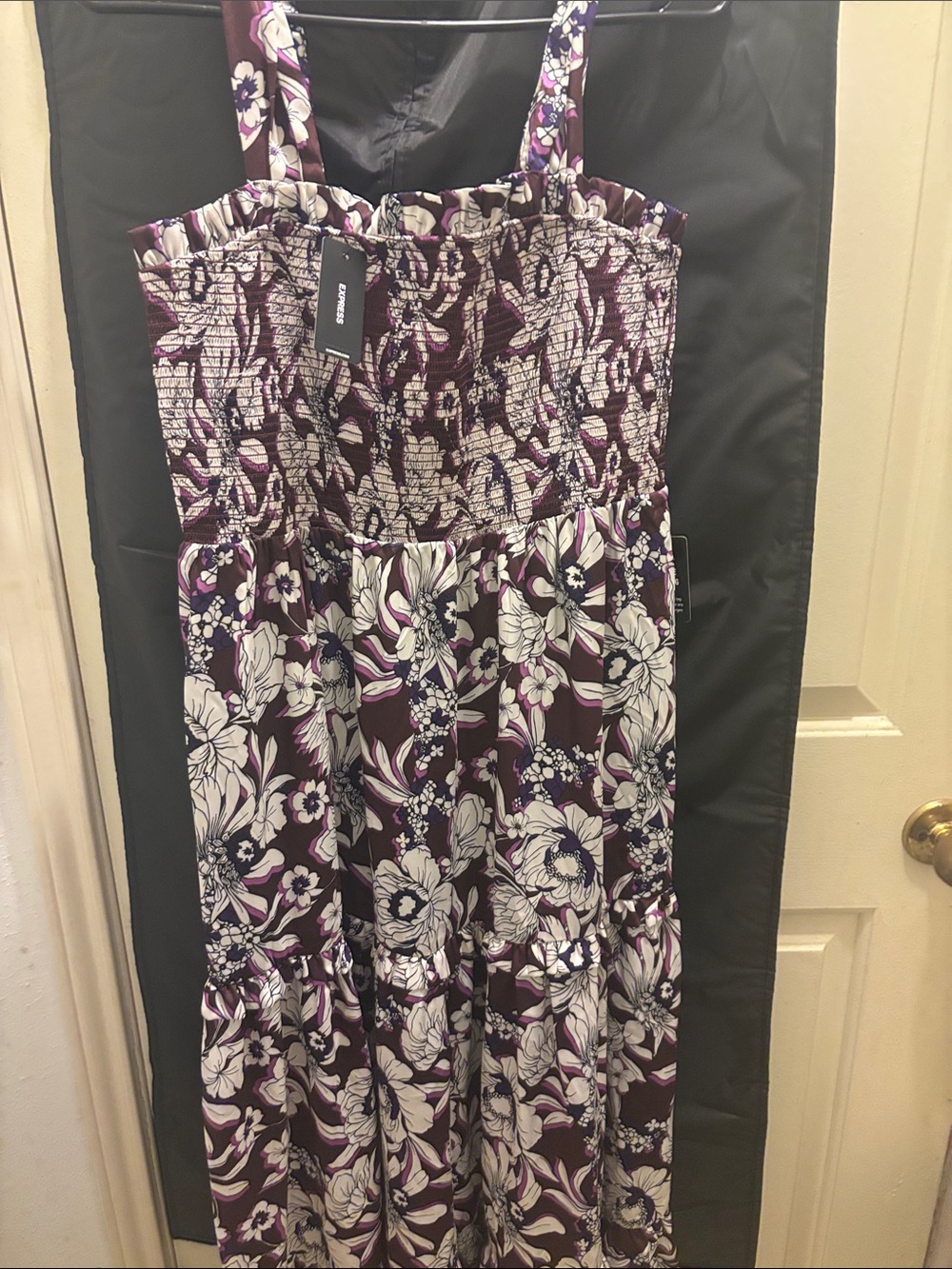 Express Plum and White Floral Maxi Dress